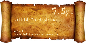 Tallián Szabina névjegykártya